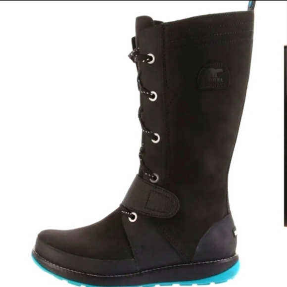 Sorel Full-grain Nubuck, Weather Proof, Lace-up Black Boots, Size 9 - Picture 2 of 10